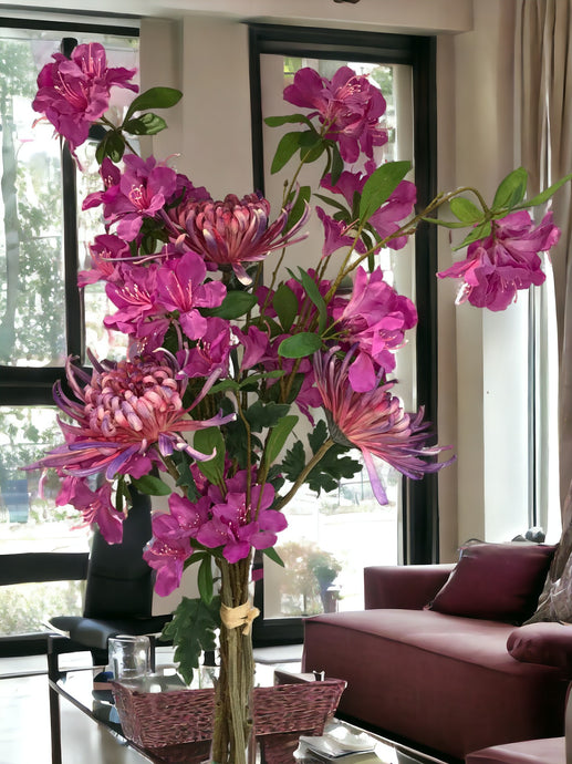 Bouquet di Rododendro  e Chrisantem Indicum. Spedizione Gratuita