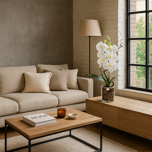 Composizione di Orchidee Bianche Real Touch in Vaso di Vetro – Eleganza Moderna. Spedizione Gratuita