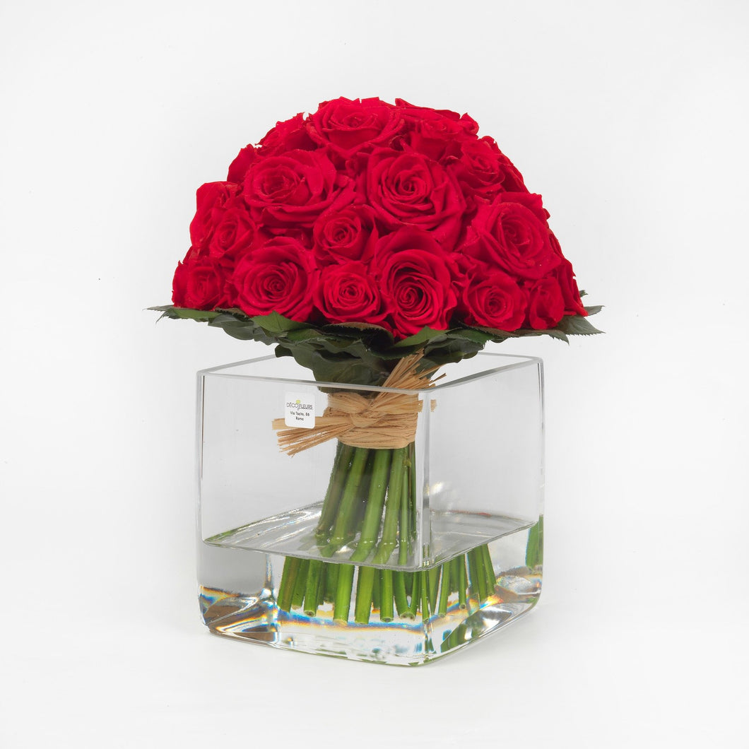 Bouquet con Rose stabilizzate realizzato con effetto acqua. Déco Fleurs - Composizioni di fiori artificiali Fiori Finti Roma Fiori artificiali Roma